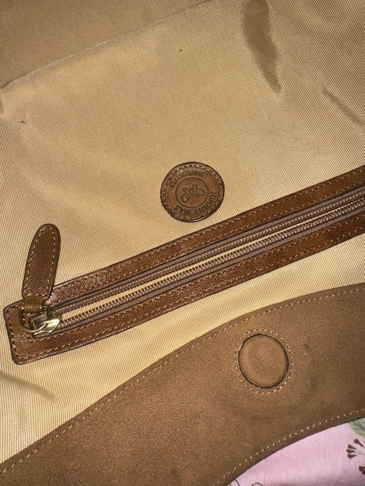Johnny Was Brown Suede & Leather Bag Purse Tote Hobo Embroidered   *READ* Johnny Was