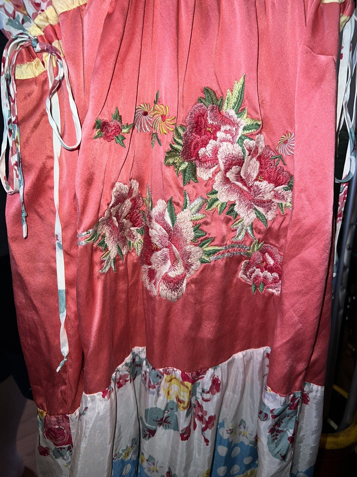 Johnny Was M 100% Silk Mini Dress Shift Tunic Top Lightweight Cool BOHO Summer Johnny Was