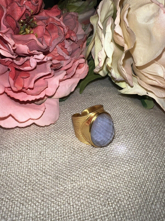 Julie Vos Verona Statement Ring in a Light Lavender Heather Sz 6 adjustable