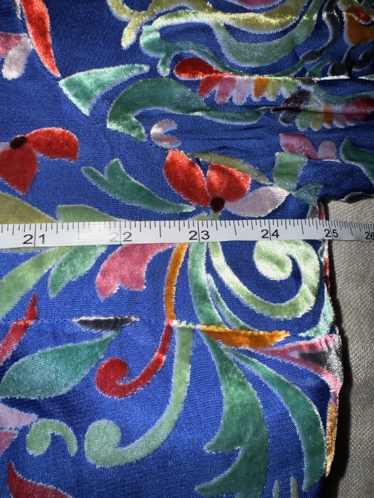 Johnny Was XXL Burnout Velvet Blue & Red Mini Shift Dress Silk Lining $388 Johnny Was