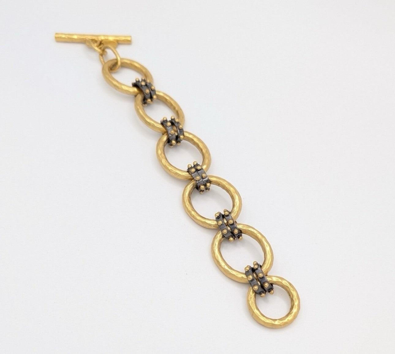 Julie Vos Soho 2 Tone 24k Gold Plated Toggle Chain Link Bracelet  8.5” Julie Vos