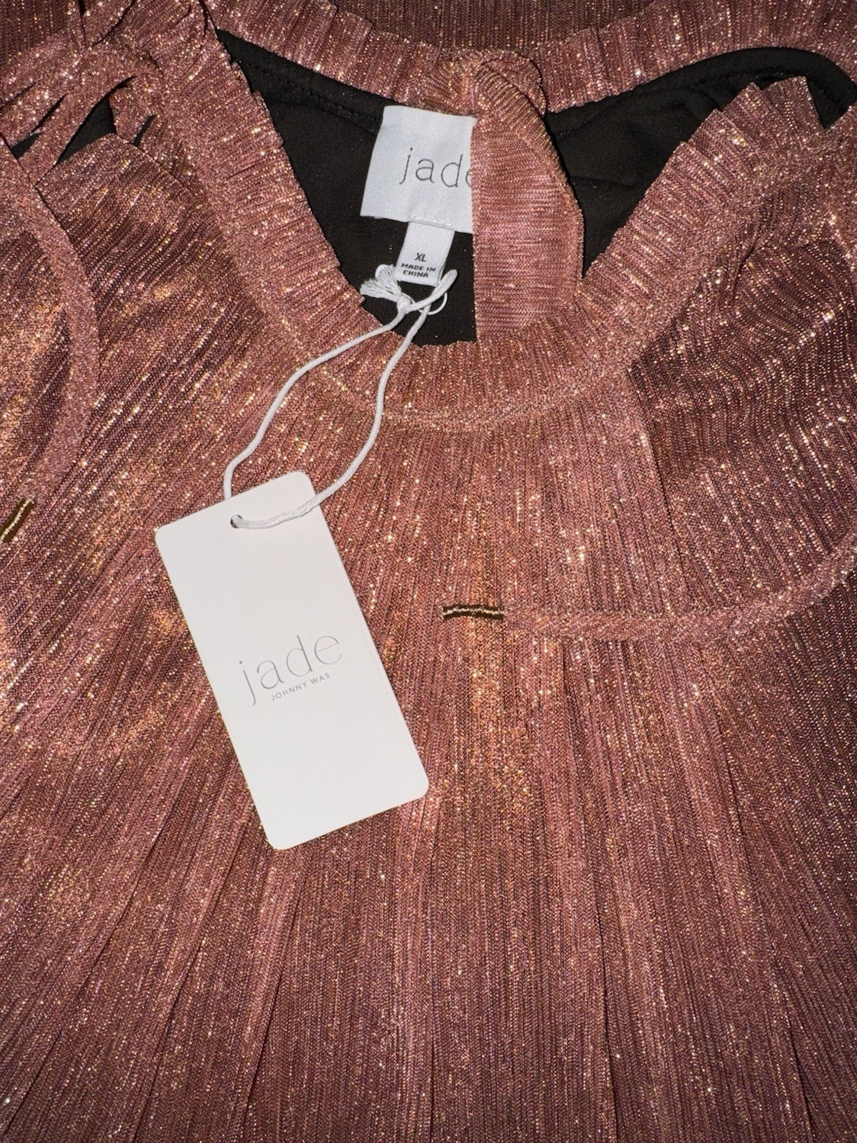 Johnny Was XL Rose Gold Pink Melon Cocktail Party Dress Sleeveless Tie Waist Johnny Was