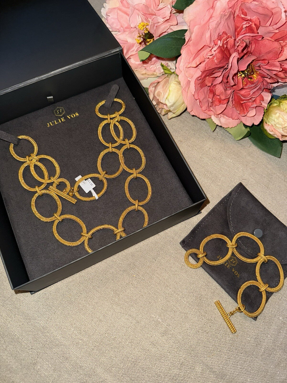 Julie Vos Open Link 24k Gold Plated Toggle Chain Bracelet Julie Vos