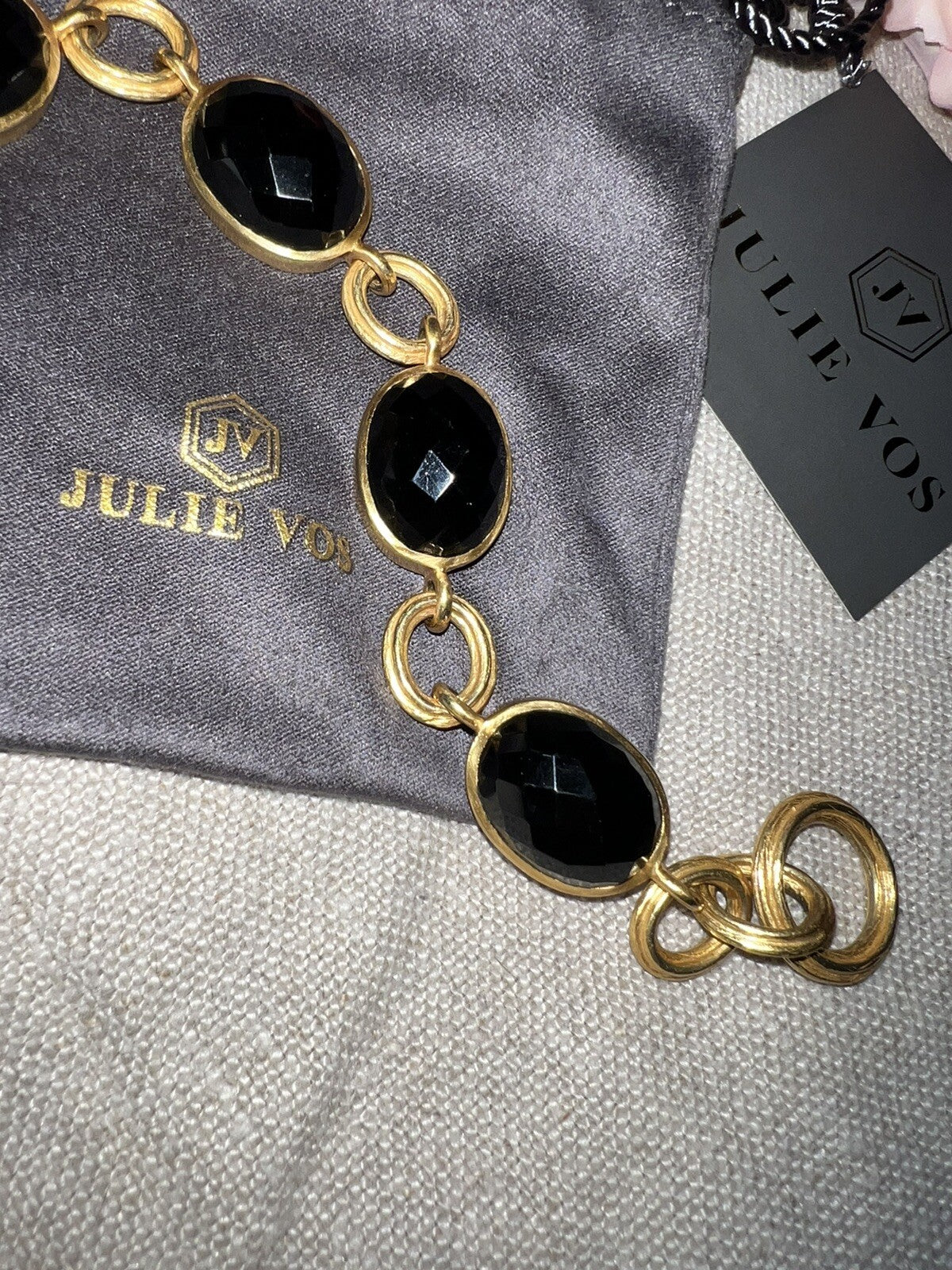 Julie Vos 8” Black Obsidian Link Bracelet Adjustable Toggle Julie Vos