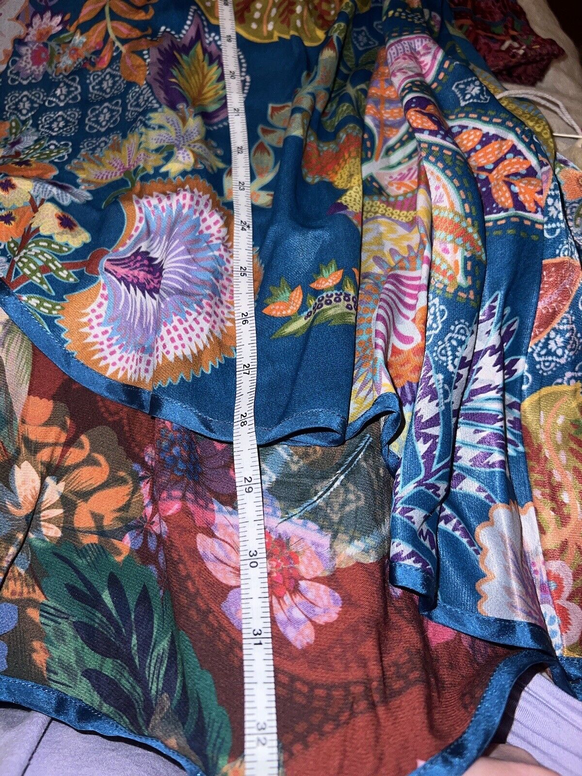 Johnny Was Duster Kimono REVERSIBLE XL 1X   Teal Blue & Wine Red Florals