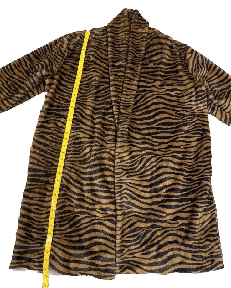 Johnny Was Faux Fur Tiger Stripe Coat Jacket Wrap Sz M Medium