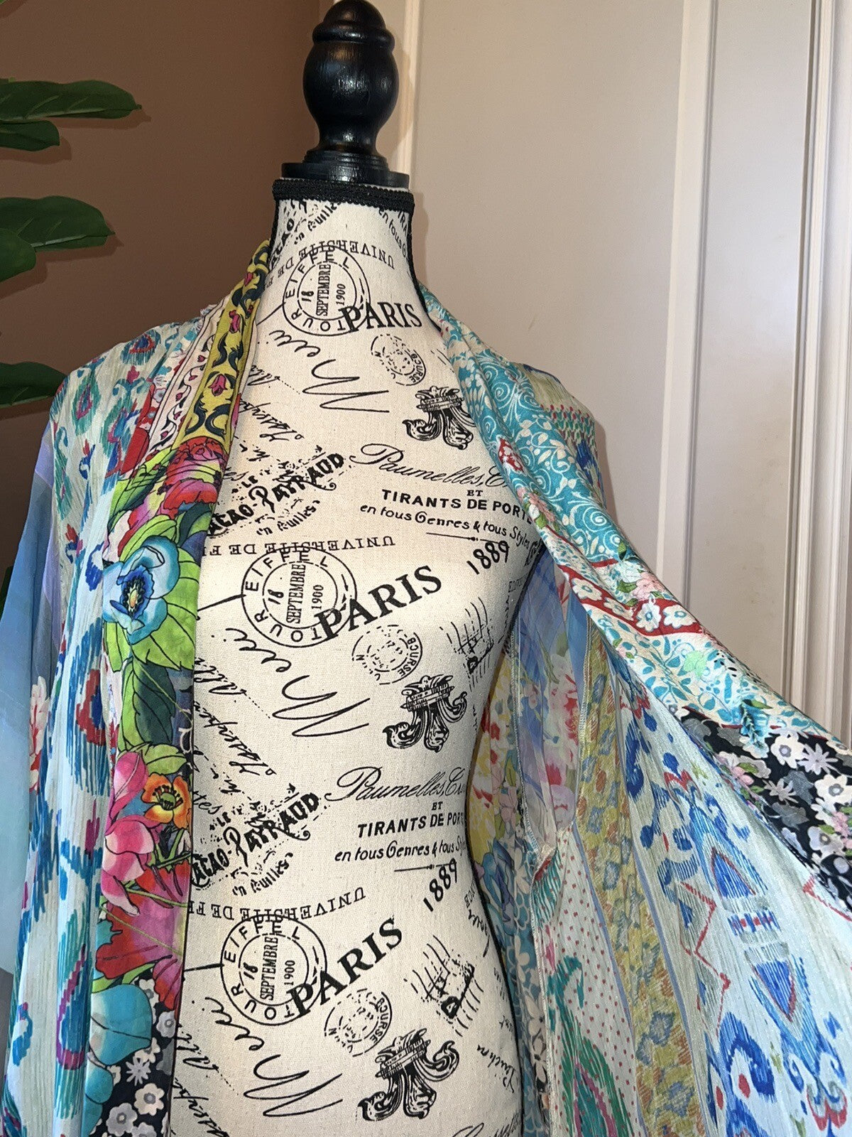 Johnny Was L 100% Silk Kimono Top Wrap Jacket Lightweight Cool Summer BOHO Johnny Was