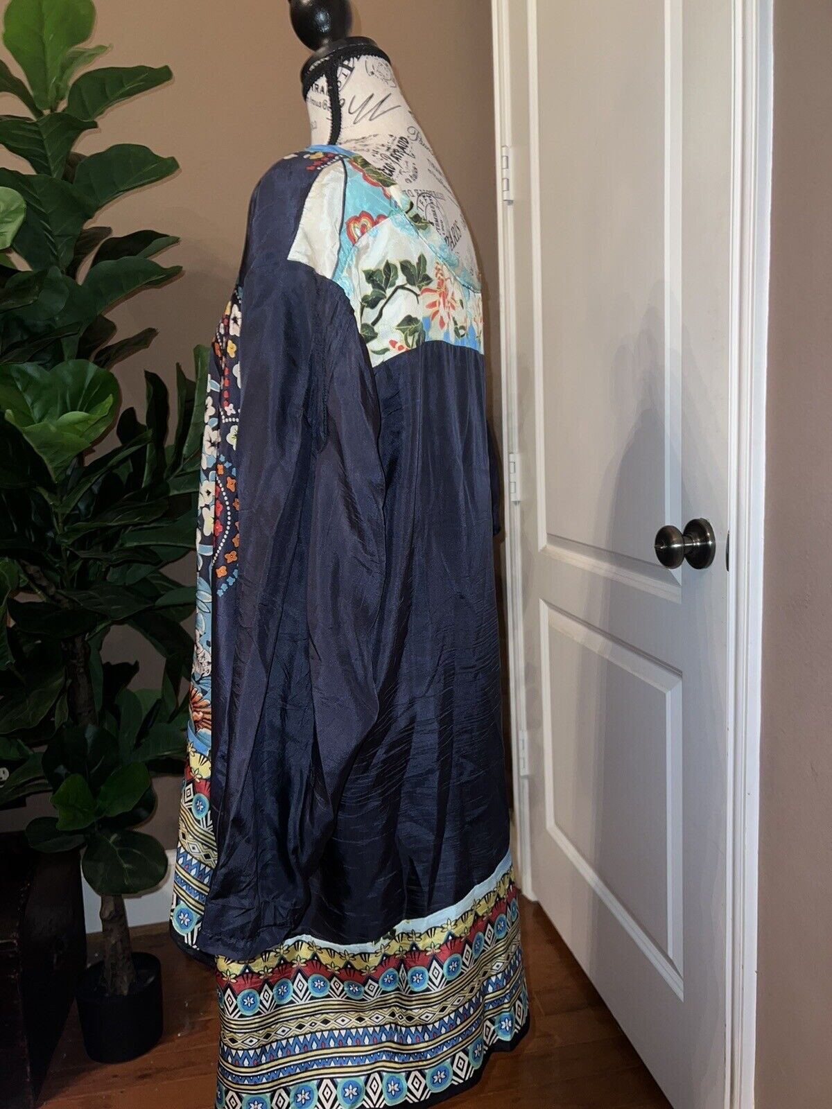 Johnny Was 3X 3XL 100% Silk Tunic Top Kimono Sleeves