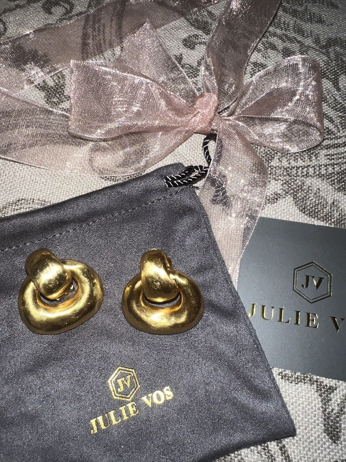 Julie Vos 24k Gold Plated Avalon Door Knocker Clip On Earrings