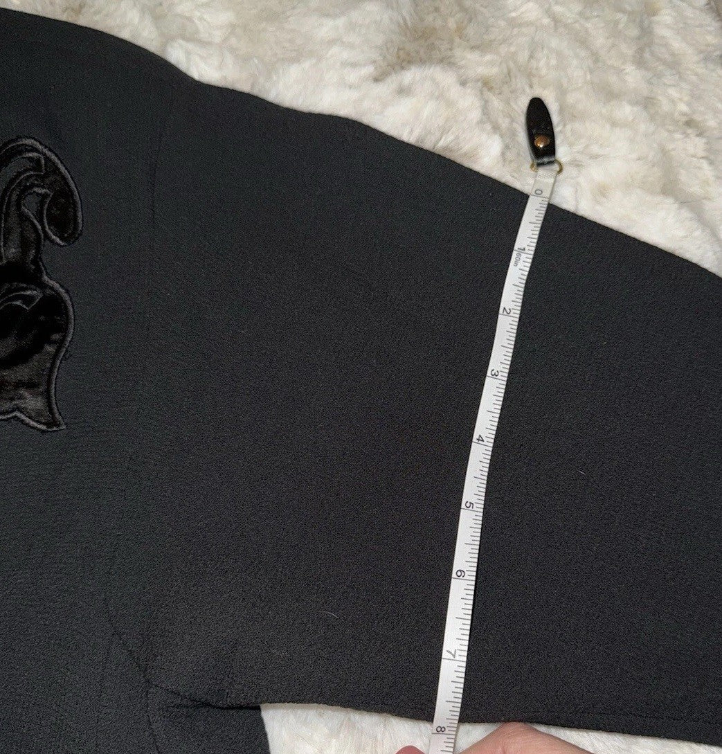 Johnny Was M Black Wool Blend Dressy Coat Silk Lining Jacket Satin Accents Johnny Was