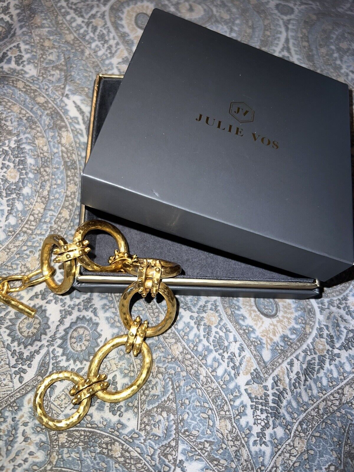 NEW Julie Vos Soho 24k Gold Plated Toggle Chain Link Bracelet NWOT 8.5” NWOT