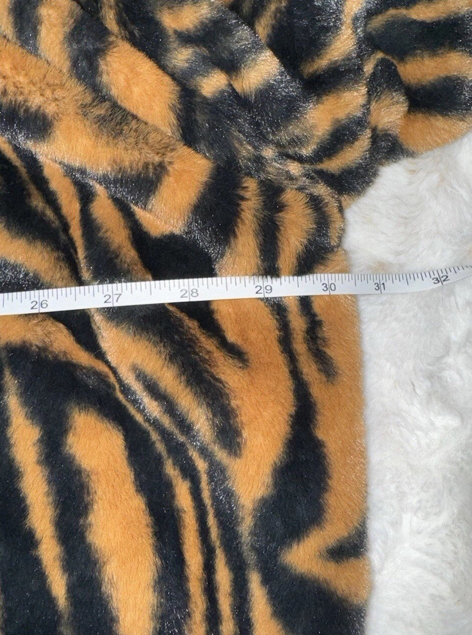 Johnny Was XL Faux Fur & Silk Tiger Stripe Long Length Coat Jacket Wrap Johnny Was