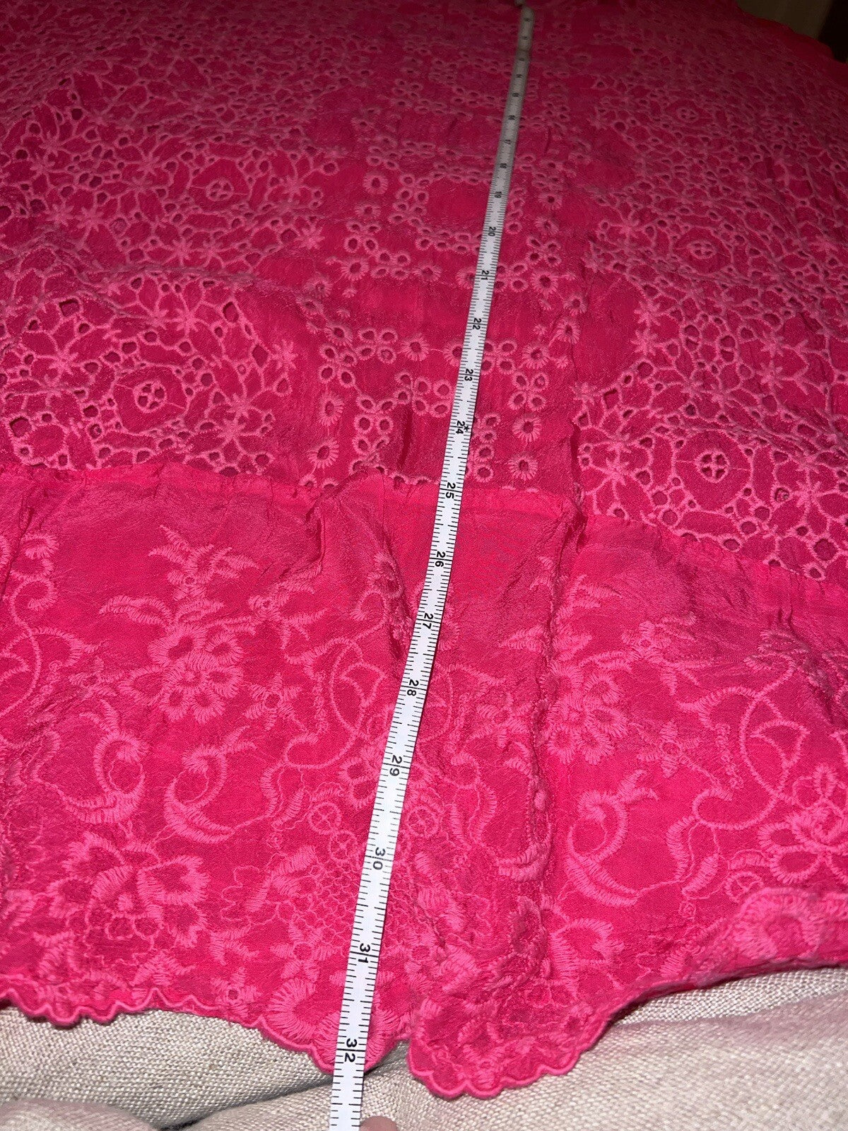 JOHNNY WAS XXL Hot Pink Tunic Top Eyelet Lace Blouse BOHO Shirt Lightweight Cool Johnny Was