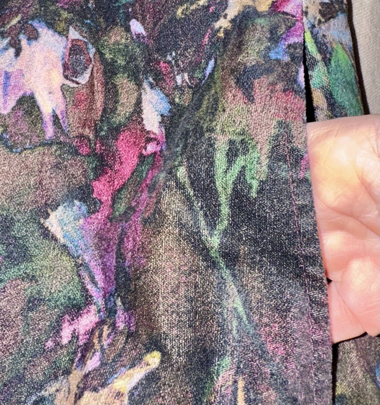 Johnny Was L Purple & Mauve Velour Military Jacket Trench Coat Silk Lined Johnny Was