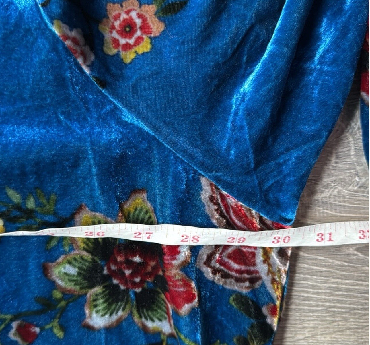 Johnny Was 3X Blue Velvet Tunic Top Floral Long Sleeve Blouse Shirt Mini Dress Johnny Was