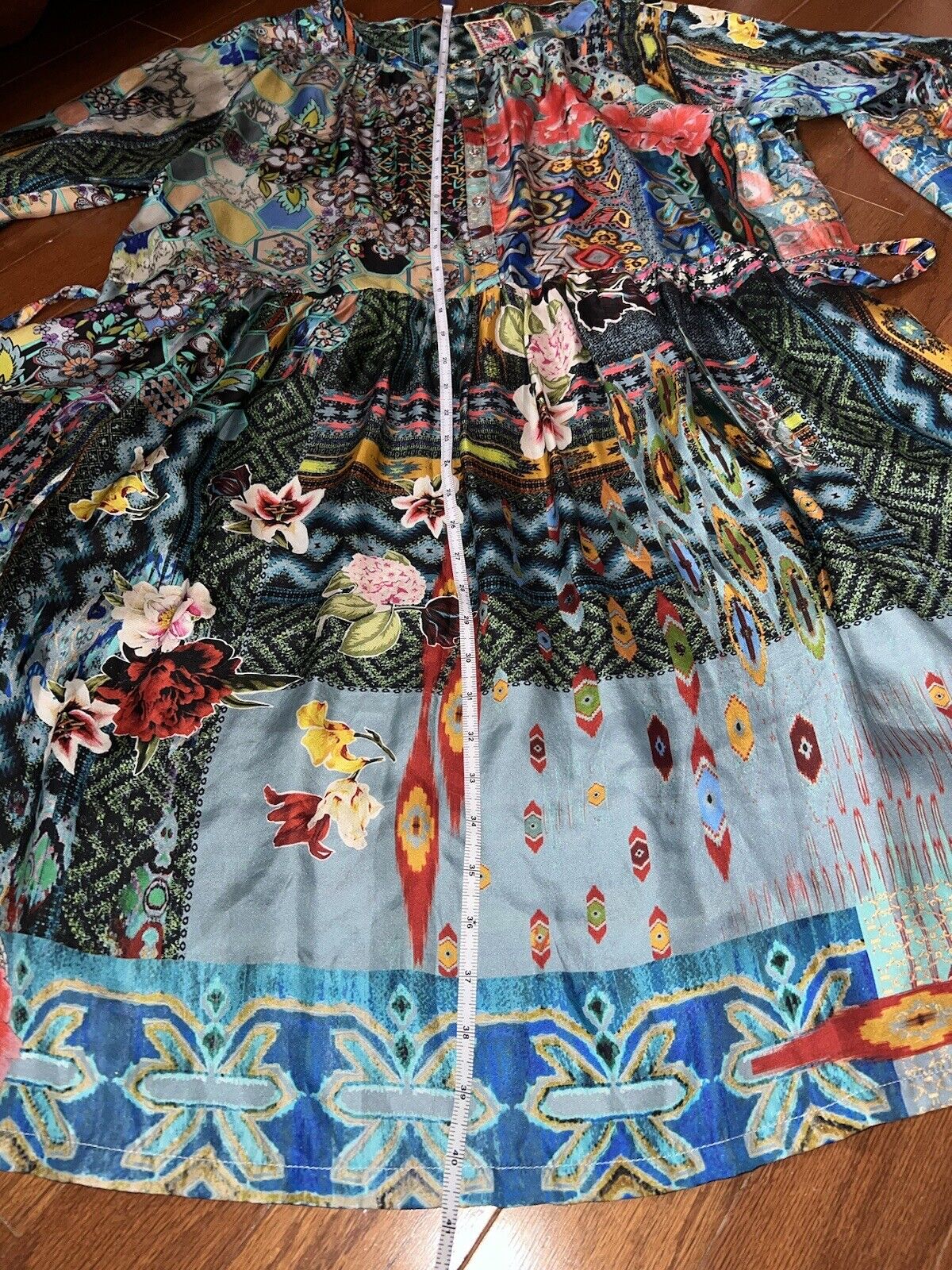 Johnny Was Babydoll Dress Tunic Kimono Sz XL  100% Silk