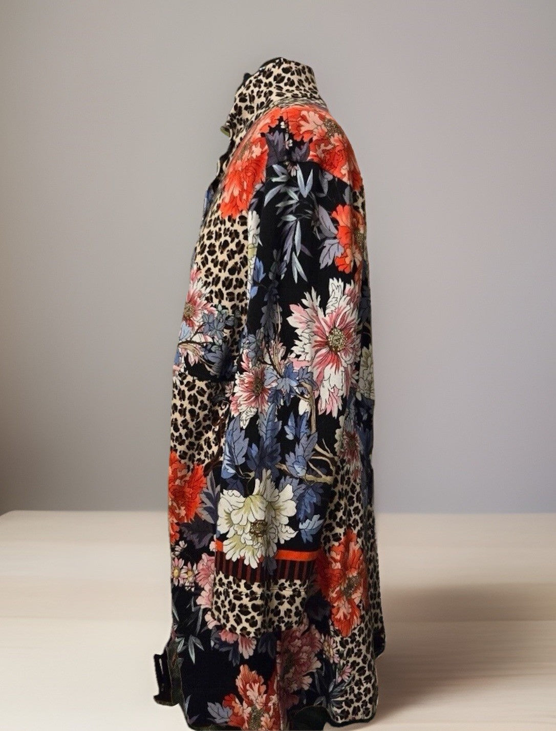 Johnny Was S Military Jacket Coat Animal Print & Floral Button Up Soft Johnny Was