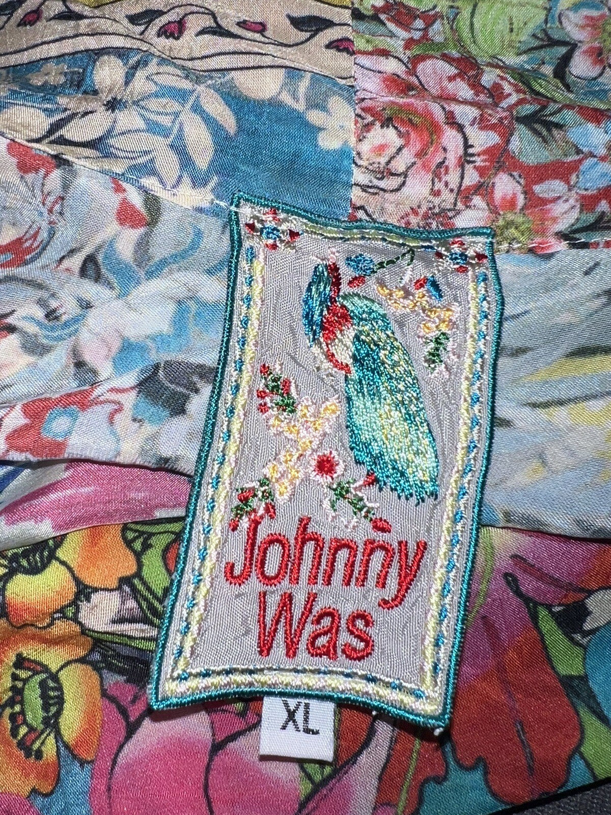 Johnny Was XL 100% Silk Kimono Top Wrap Jacket Lightweight Cool Summer BOHO Johnny Was
