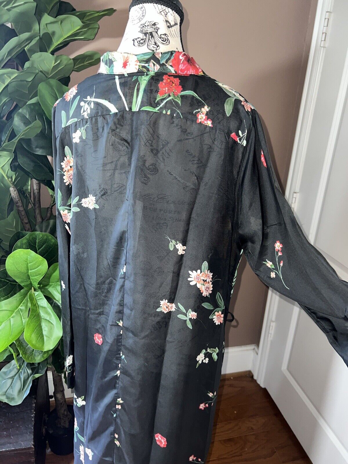 Johnny Was 100% Silk Black Sz L Large Maxi Dress Long Button Up