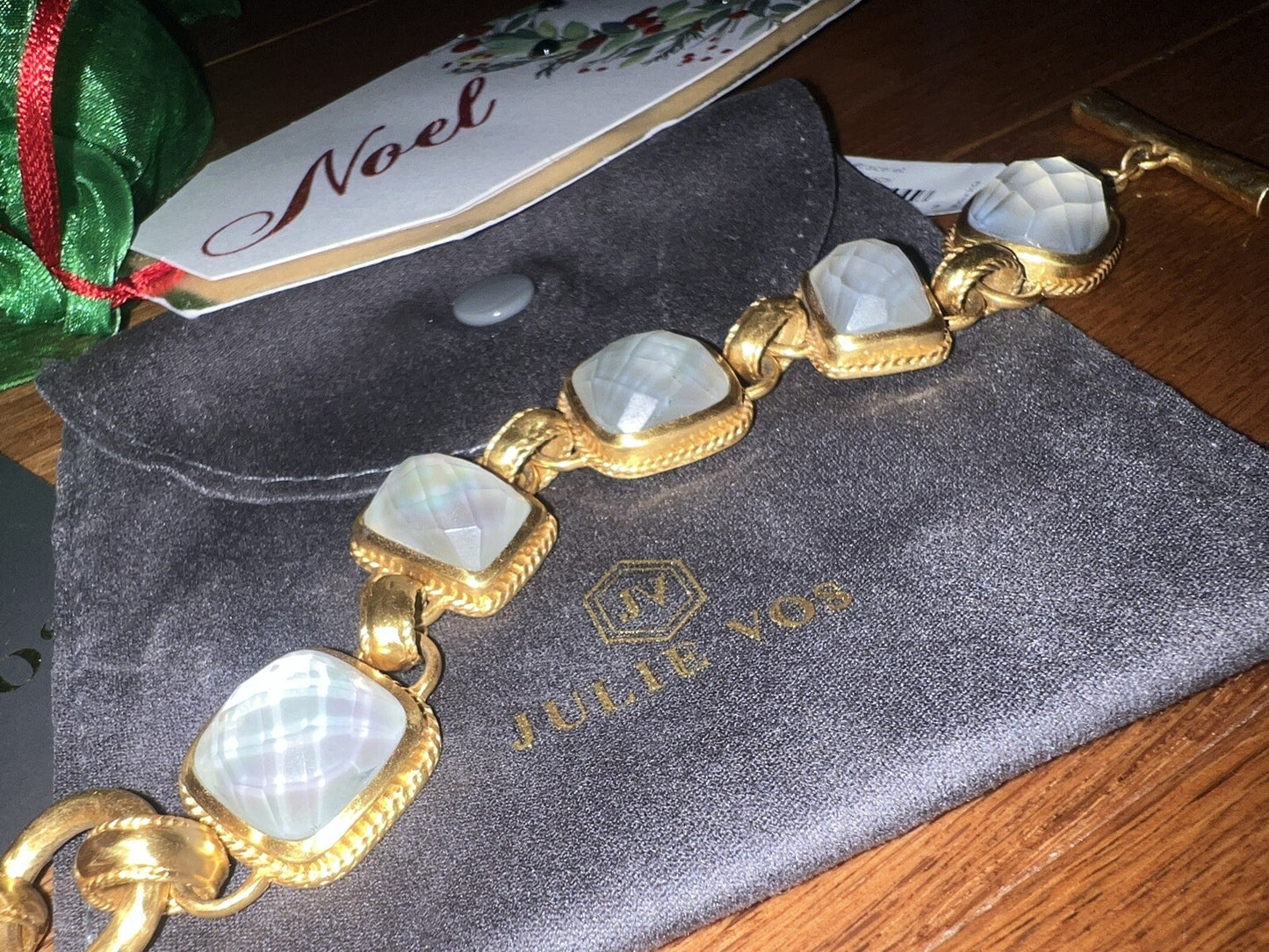 Julie Vos Beautiful Iridescent Clear Link Bracelet W/ Adjustable Toggle Julie Vos