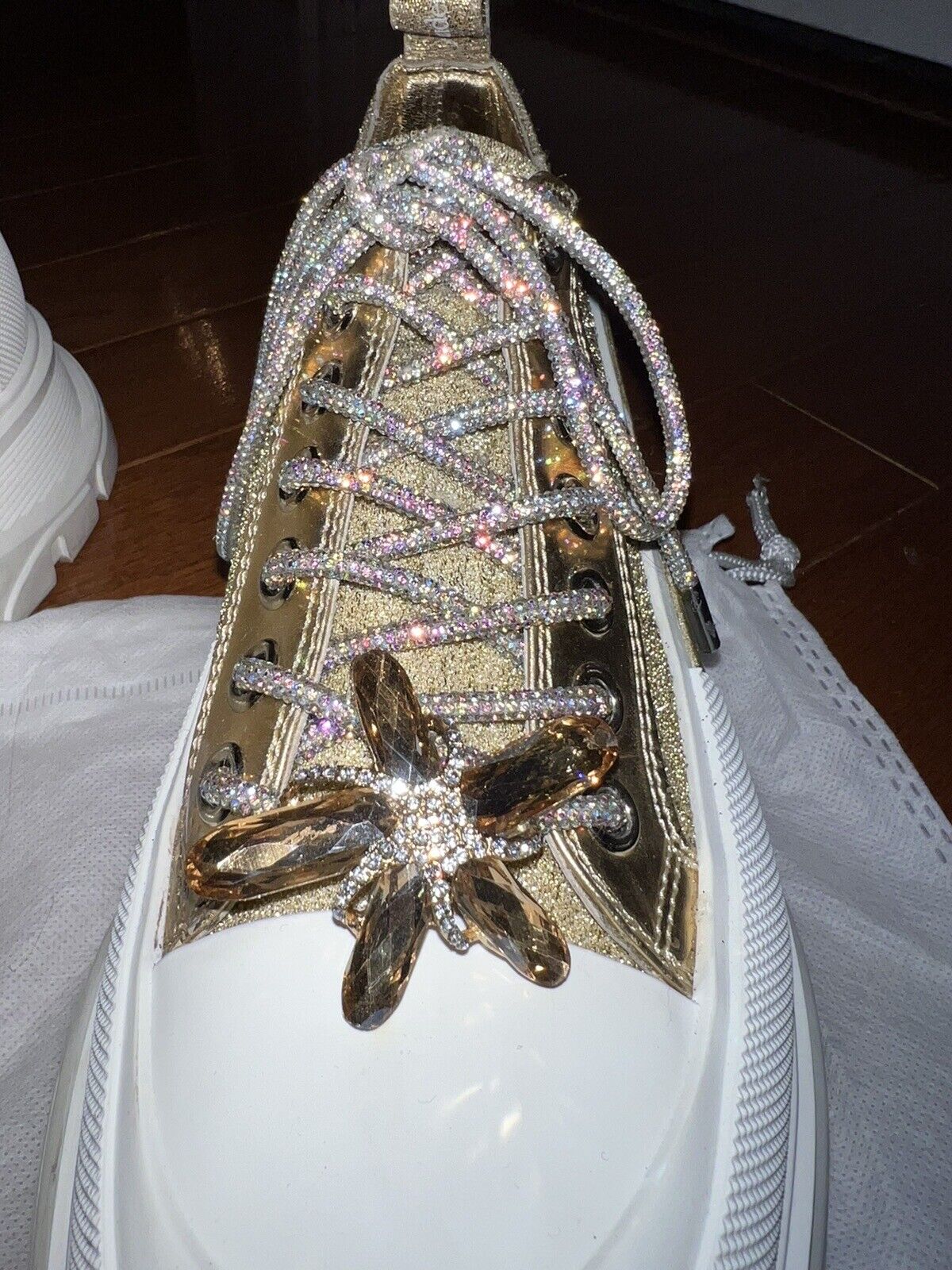 Alexander McQueen Tread Slick Gold Glitter Sneakers Retail $1180 Sz 42 US 10