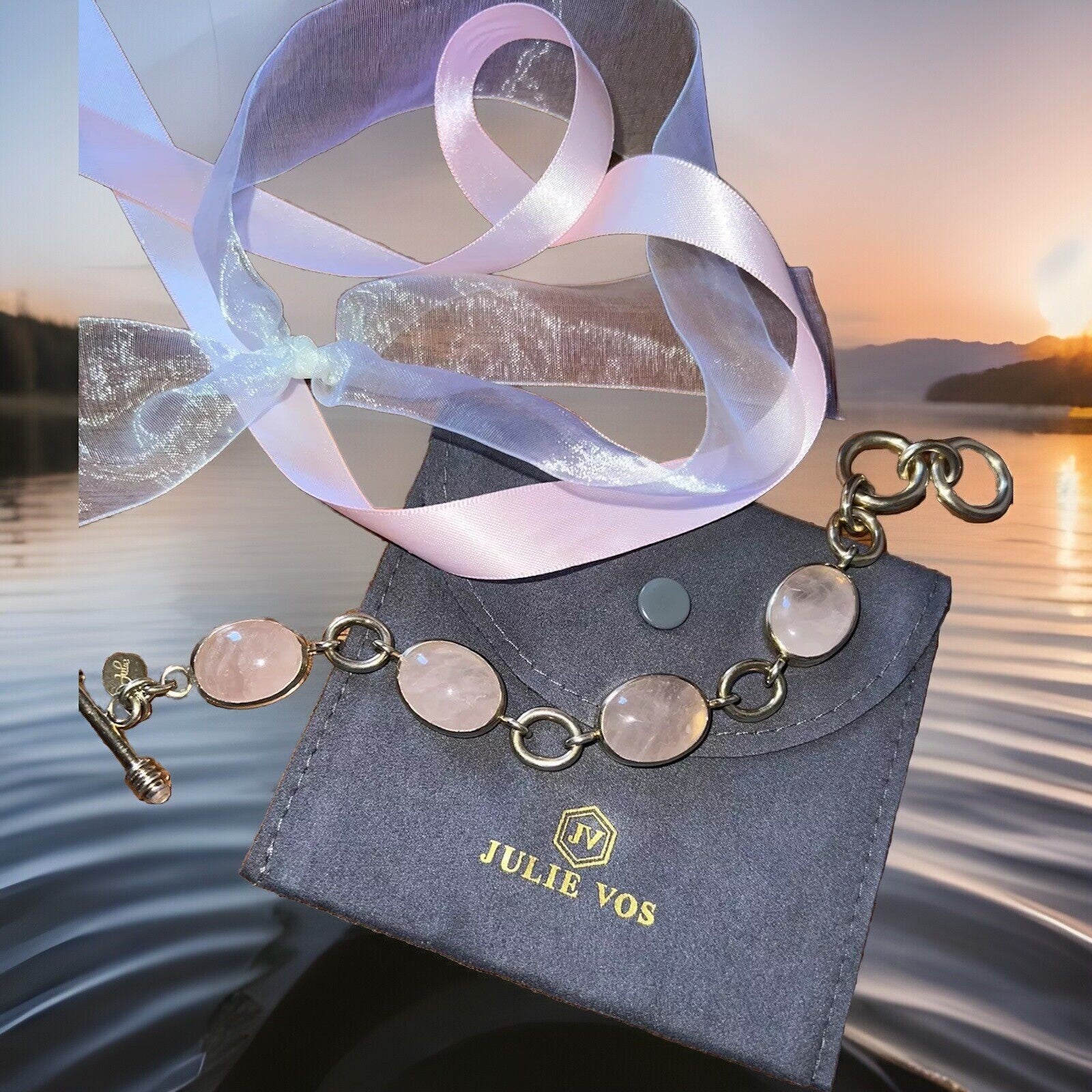 Julie Vos Pink Quartz Toggle Link Bracelet Adjustable Soft & Feminine Julie Vos