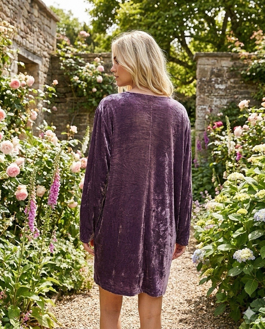Johnny Was 3X Purple Plum Velvet Tunic Top Mini Dress Tonal Embroidery BOHO Johnny Was