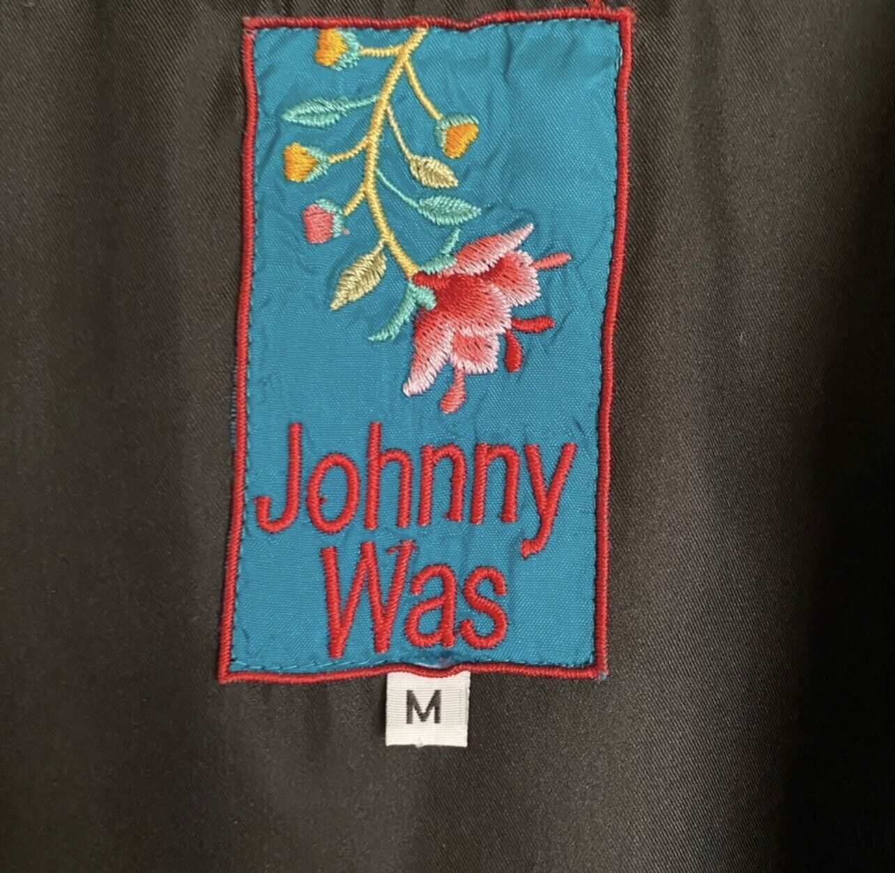 Johnny Was 100% Silk Jacket Hoodie Windbreaker Coat Sz M Embroidered Black