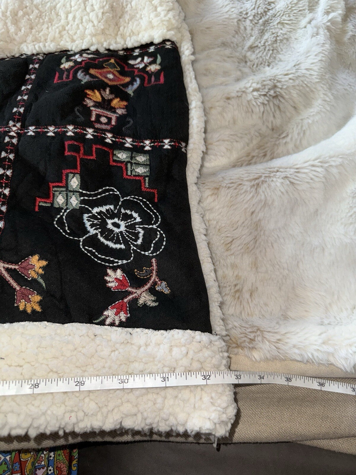 Johnny Was 2X Faux Suede Sherpa Coat Jacket Wrap Shearling Lined BOHO Johnny Was