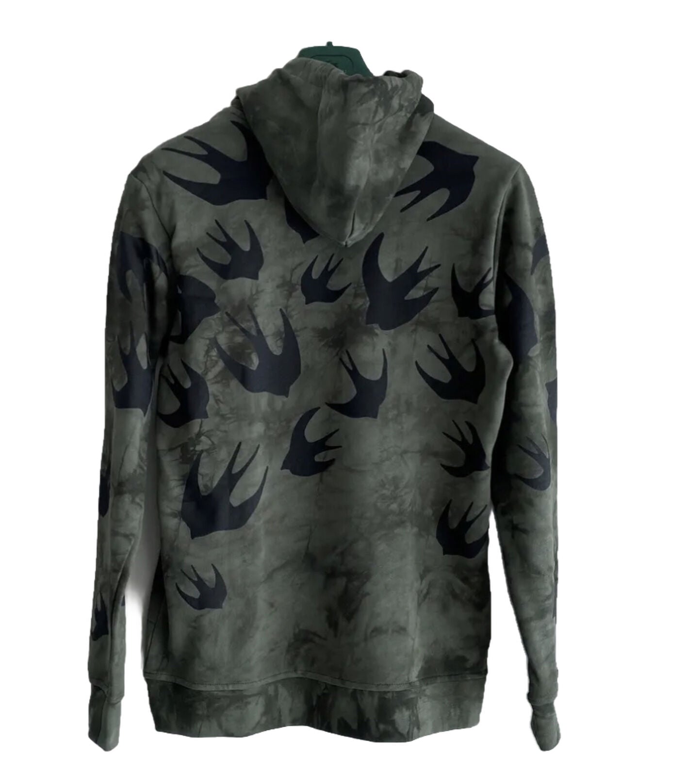 McQ Alexander McQueen Green Tie-Dye Swallows Hoodie Sweatshirt Swarm NWOT $440