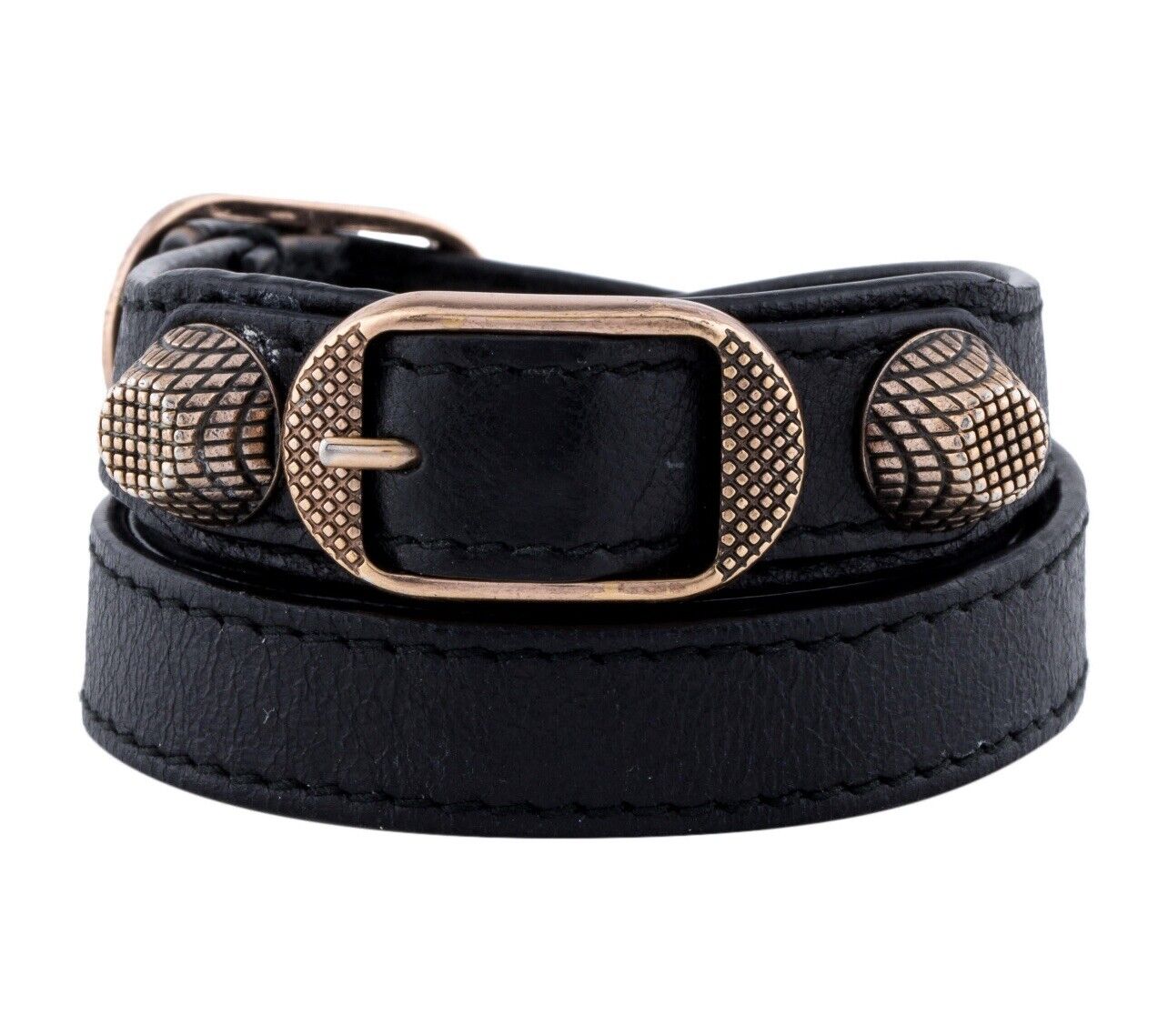 Balenciaga Leather Wrap Bracelet !!!  Triple Wrap  Arena Tour Black/Rose Gold