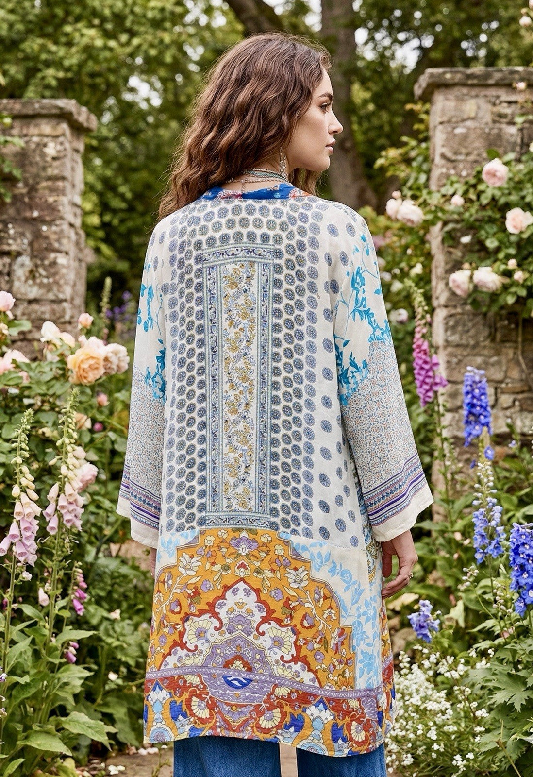 Johnny Was Pl Petite Large 100% Silk Kimono Wrap Jacket Cardigan FLAWS READ Johnny Was