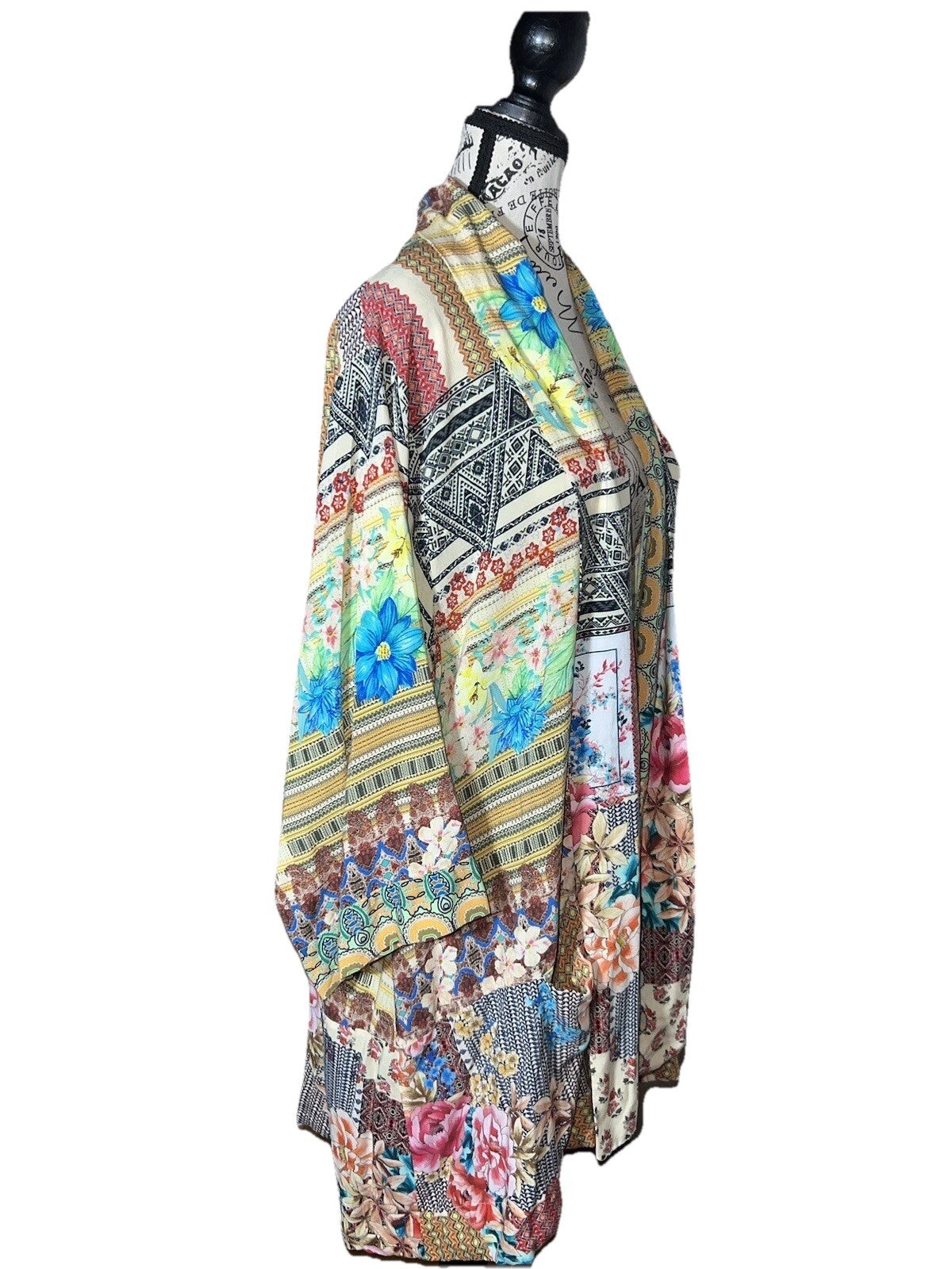 Johnny Was XL Patchwork Floral Kimono Cardigan Soft & Flowy Wrap Jacket Top Johnny Was