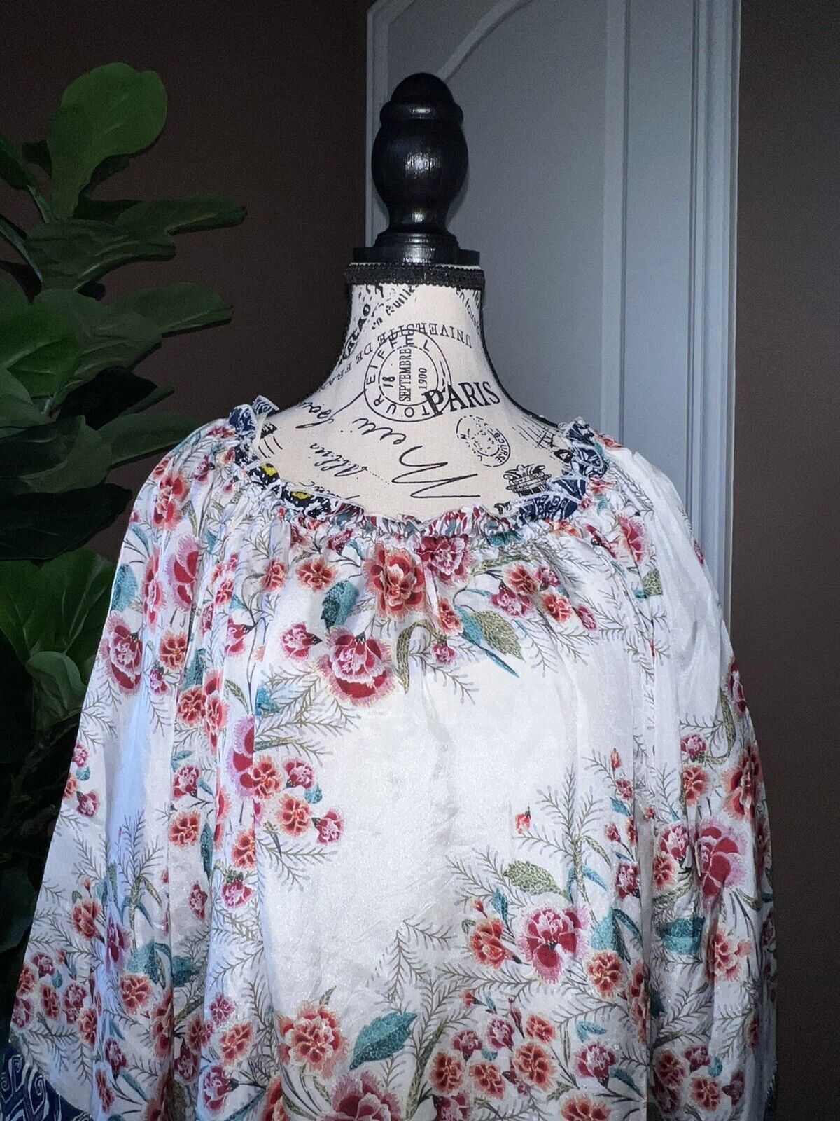 Johnny Was 100% Silk Mini Dress Tunic Top & Slip XL Kimono Sleeves SPRING