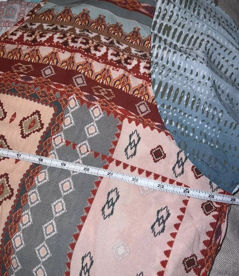 Johnny Was 1X Shift Mini Dress Tunic Top Lightweight Cool Soft Patchwork Johnny Was