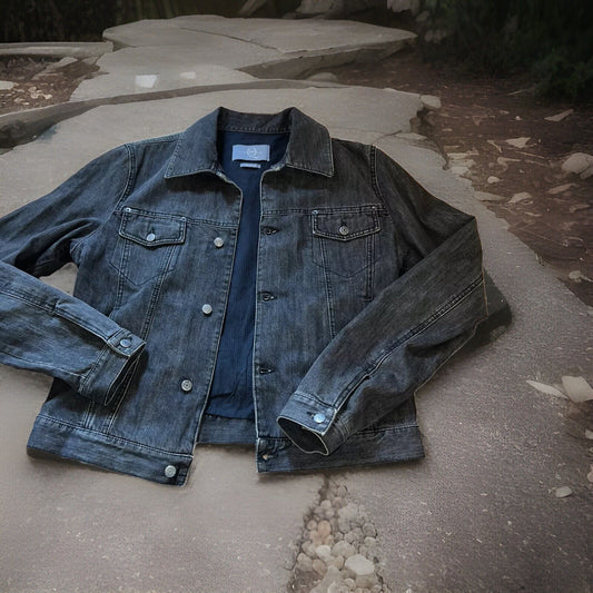 Alexander McQueen L Black Denim Trucker Jacket Coat Men/Women Italy 52 Authentic Alexander McQueen