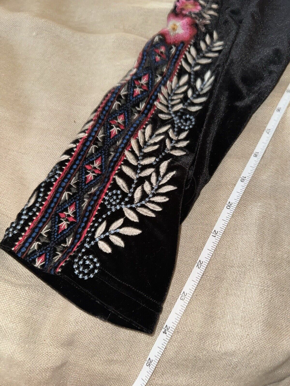 Johnny Was Black Velvet Leggings Pants Sz L Large Perfect With A Kimono