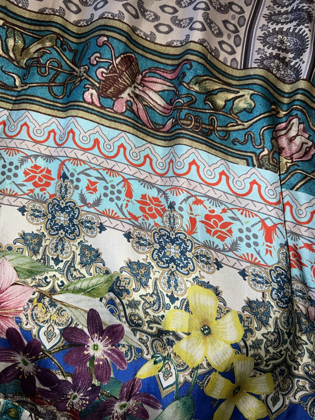 Johnny Was 100% Silk Kimono Sz 2X 2XL Floral Handkerchief Design SPRING & Summer Johnny Was