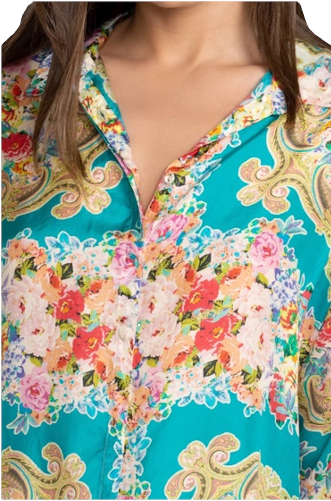 Johnny Was 3X Plus 100% Silk Button Up Blouse Top Tunic Shirt Cool Lightweight Johnny Was