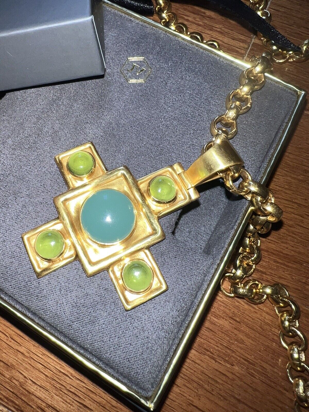 Julie Vos Large Statement Cross Necklace & Pendant W/ Heavy Gold Chain