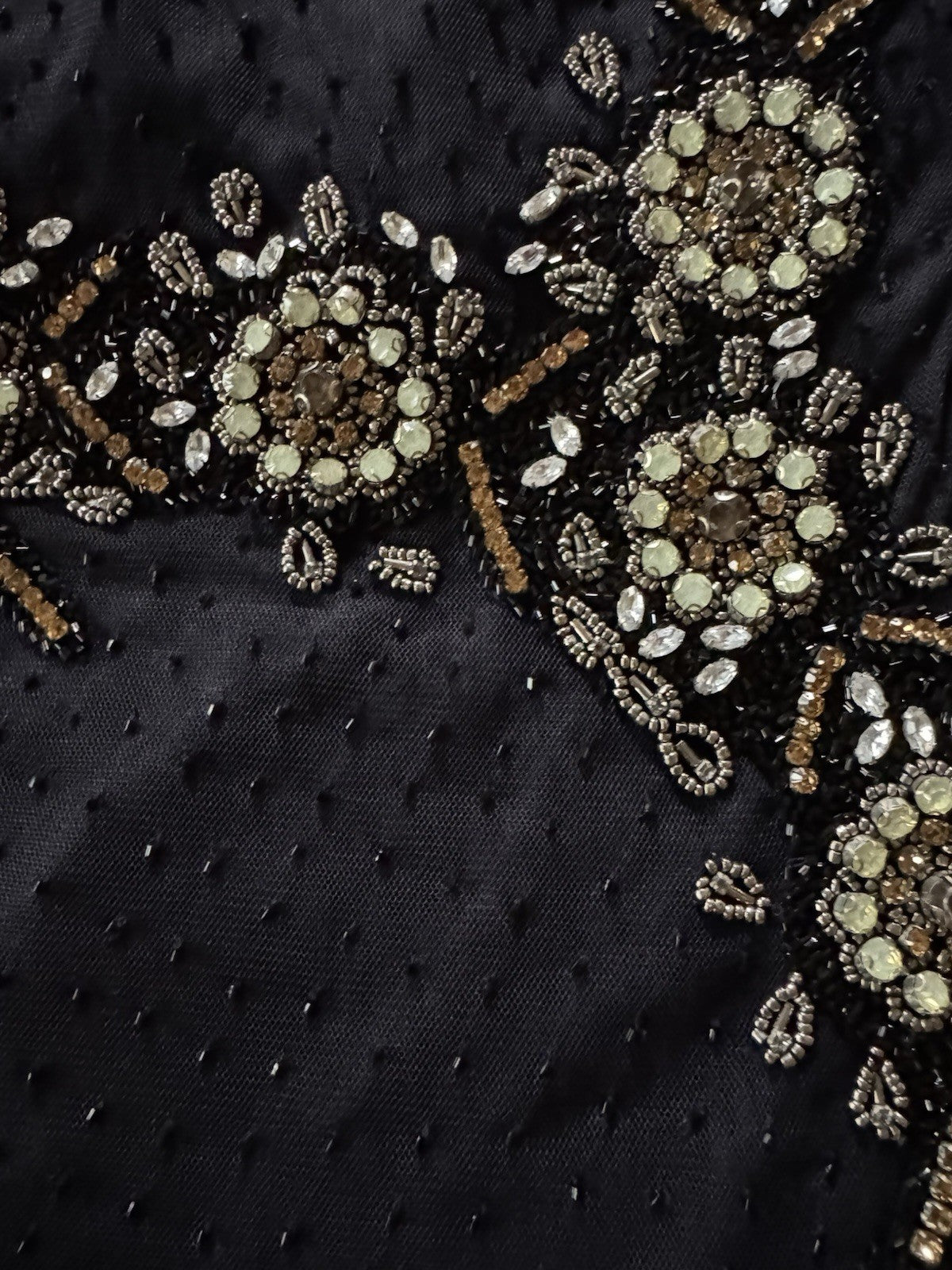 Johnny Was Black Label Sz 8 Jeweled Mesh MIDI Dress Dark Navy $598 Ret Johnny Was