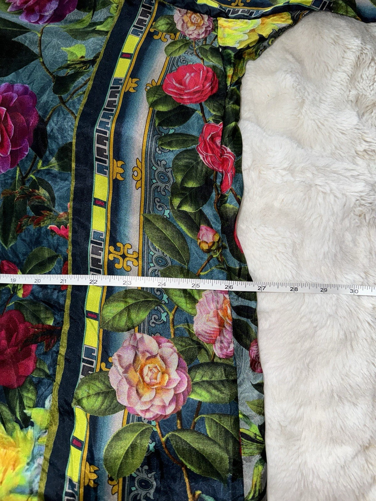 Johnny Was XL 100% Silk Mini Shirt Dress Button Up Tunic Top  Roses Blue Johnny Was