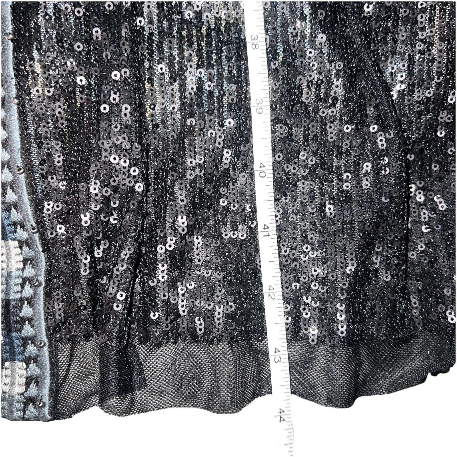 Johnny Was L 100% Silk & Sequins Black KIMONO Long Duster Coat REVERSIBLE Johnny Was