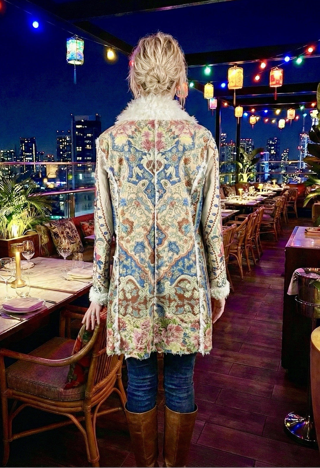 Johnny Was M Medium Sherpa Fur & Faux Suede Coat Jacket Zipper Pockets Johnny Was