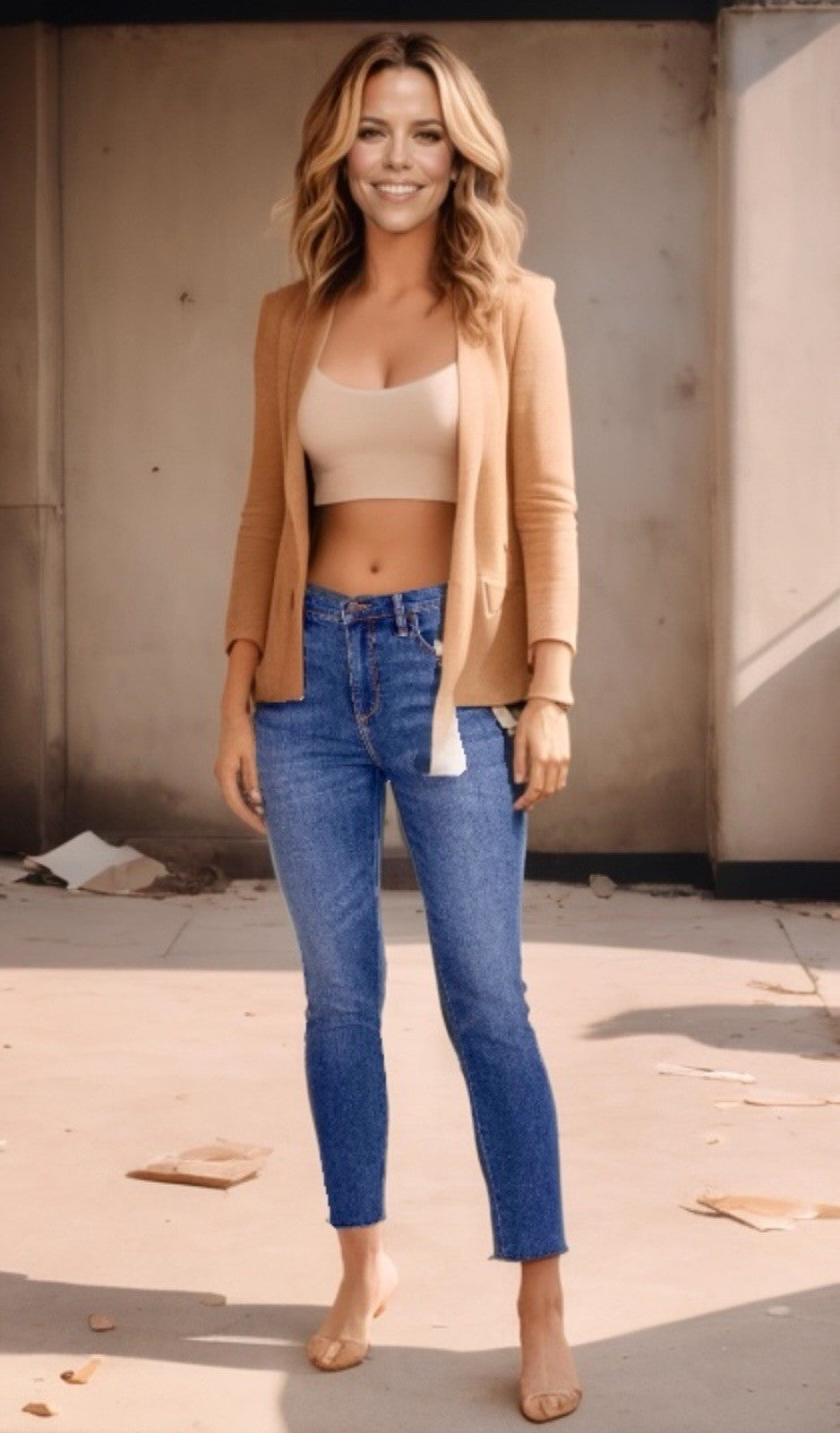 Johnny Was Sz 32 Cropped Skinny Jeans Washed Blue Embroidered Trim Down Leg Johnny Was