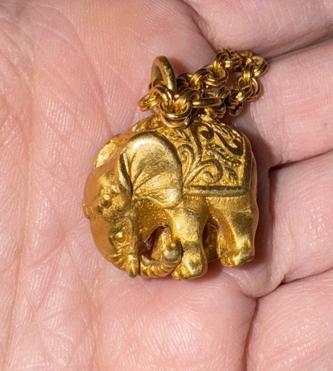 Julie Vos India Elephant Pendant Long Necklace 34” 24K Gold Plated Indian Julie Vos