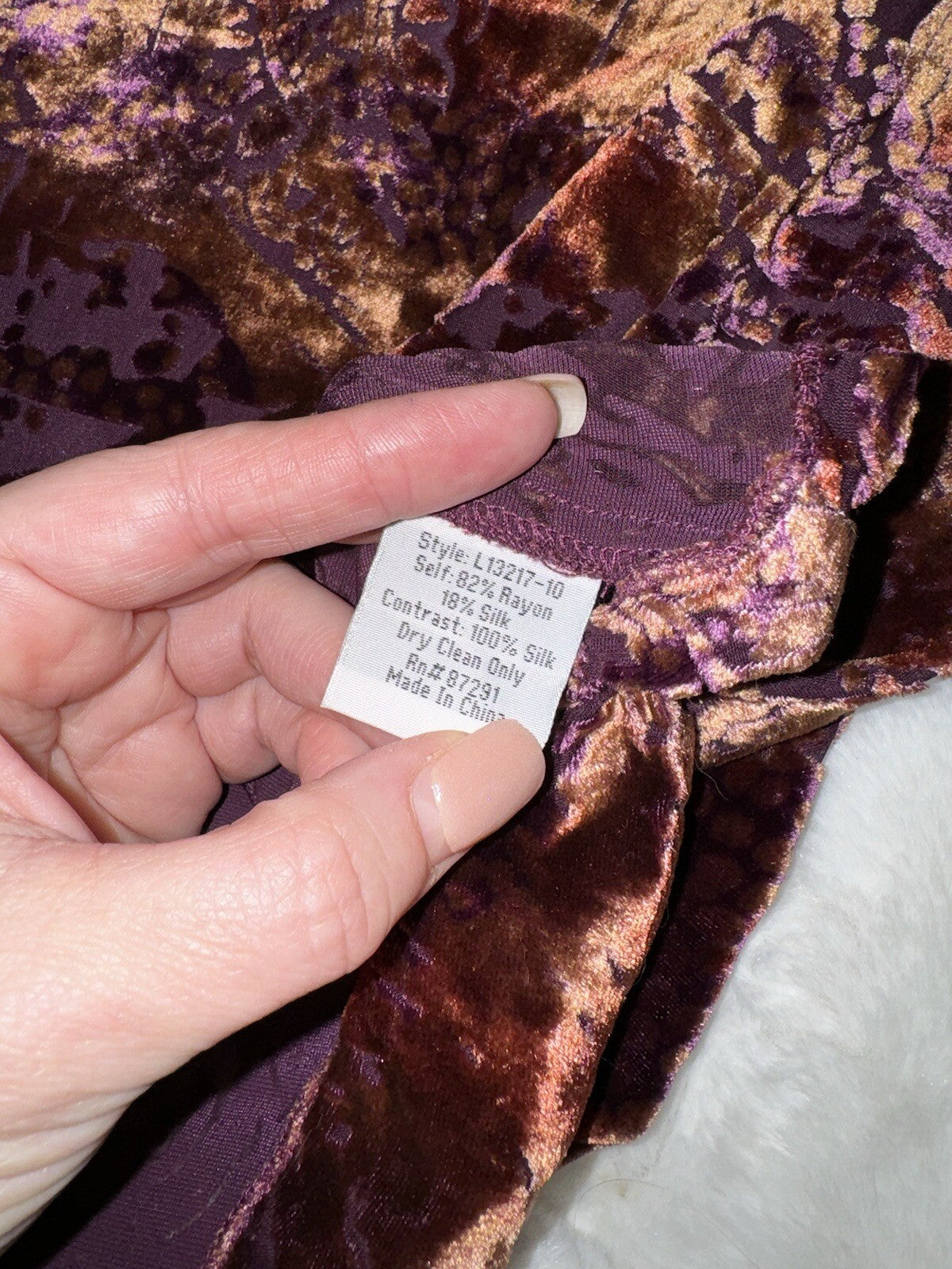 Johnny Was Sz XL Rust Red Burnout Velvet Tunic Top Peasant Blouse Keyhole Johnny Was