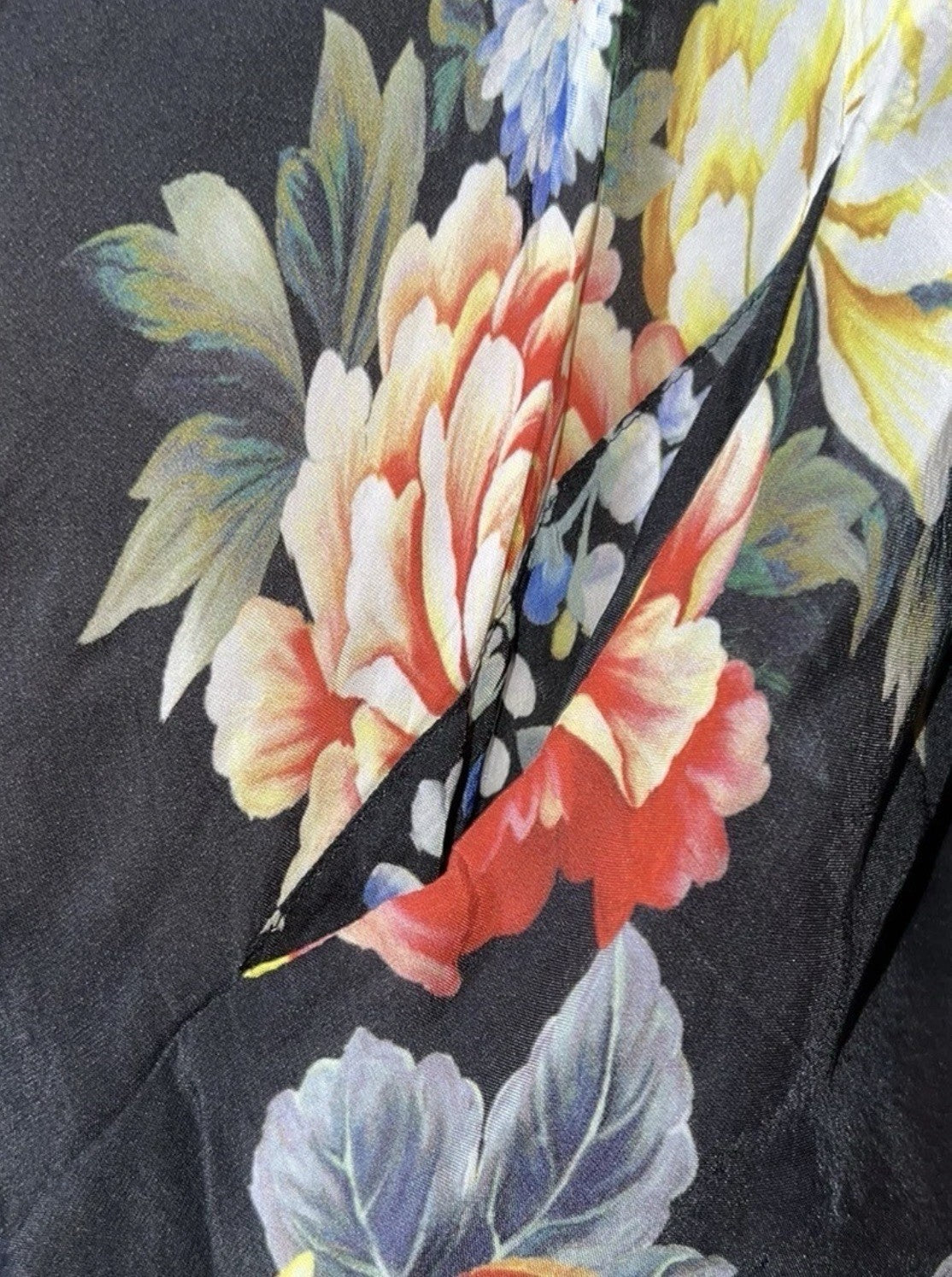 Johnny Was M Medium Silky Kimono Cardigan Duster Jacket Embroidered Trim Pockets Johnny Was