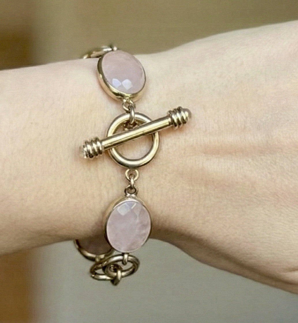 Julie Vos Pink Quartz Toggle Link Bracelet Adjustable Soft & Feminine Julie Vos