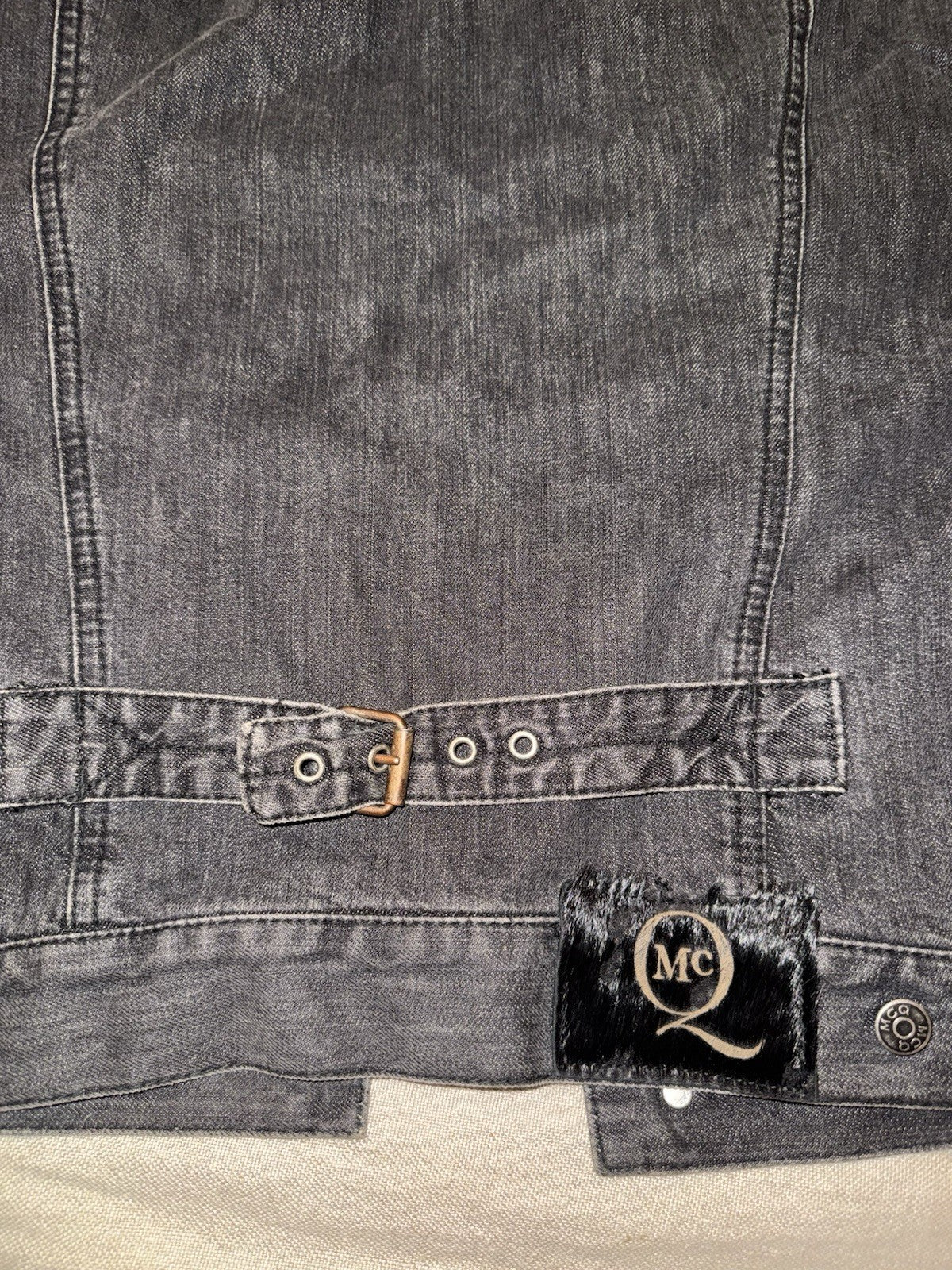 Alexander McQueen L Black Denim Trucker Jacket Coat Men/Women Italy 52 Authentic Alexander McQueen